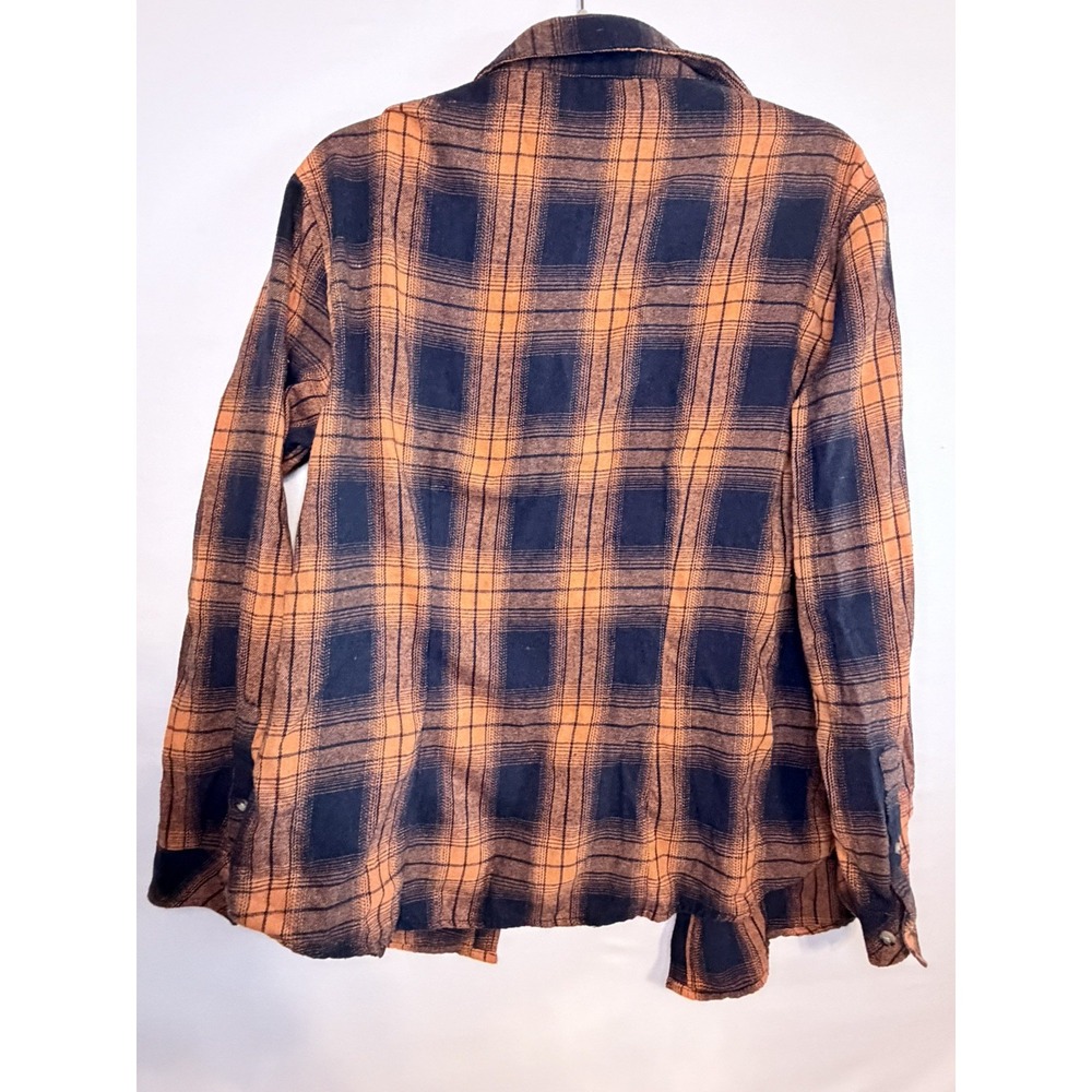 Unbranded Men's Lumberjack Long Sleeve Plaid Orange And Blue  2 Pockets Sz M - Picture 4 of 6